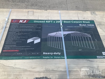 KJ K4020 Steel Carport Shed - Unused