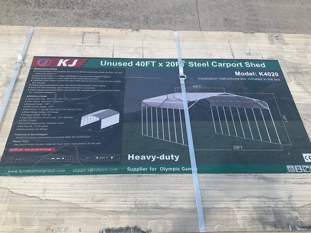 KJ K4020 Steel Carport Shed - Unused
