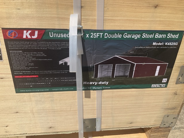 KJ K4525G Double Garage Steel Barn Shed - Unused