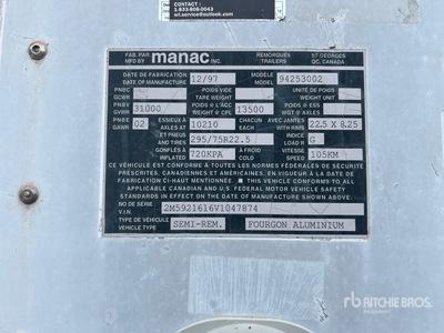 1997 Manac 53 ft x 102 in T/A Remorque fourgon
