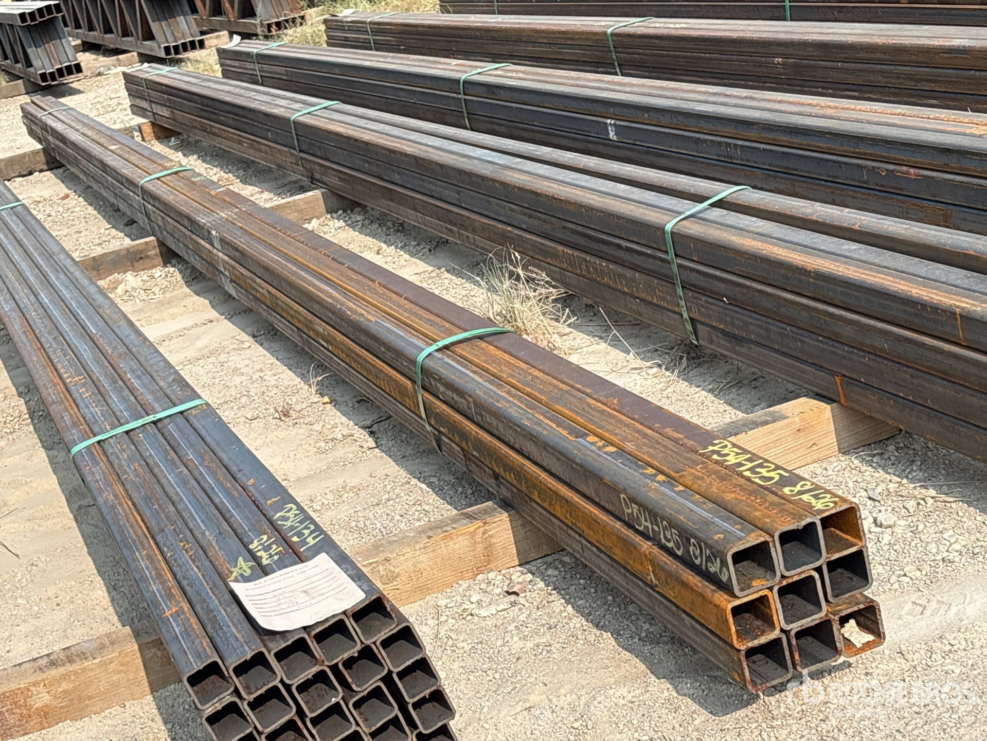 Quantity of (9) Kit Containers 2 in x 2 in x 24 ft Square Tubing (Unused)