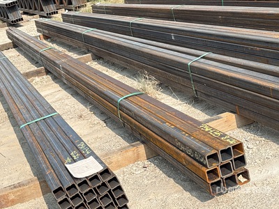 Quantity of (9) Kit Containers 2 in x 2 in x 24 ft Square Tubing (Unused)