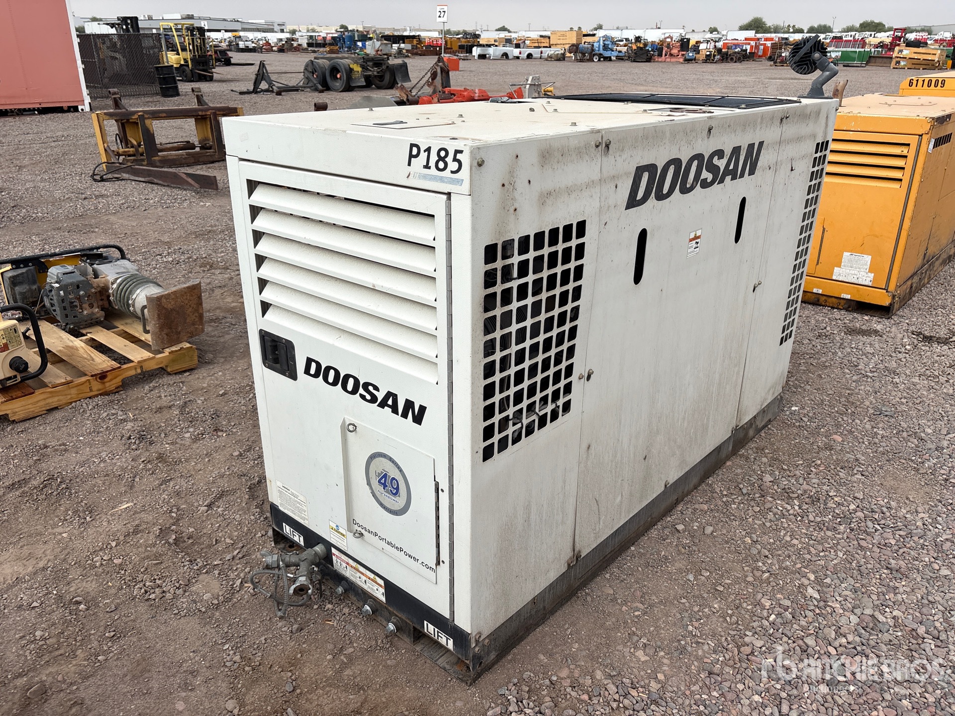 2017 Doosan P185WDOT4F 185 cfm Skid-Mounted Air Compressor