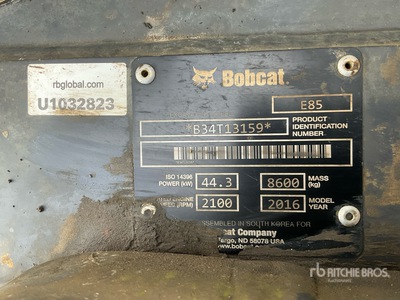 2016 Bobcat E85 Tracked Excavator