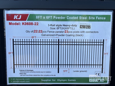 (22) Pieces of Powder Coated Steel Fence w/(23) Post Connectors - Unused