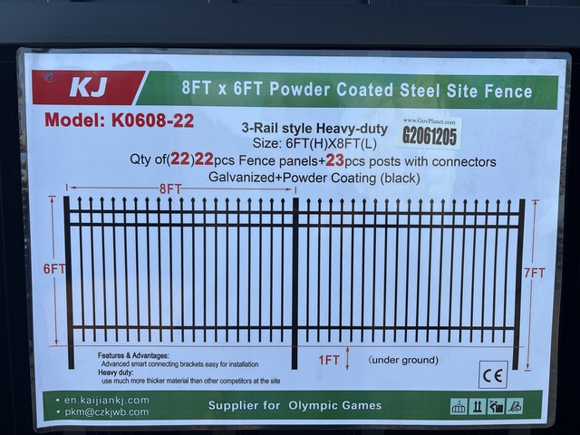 (22) Pieces of Powder Coated Steel Fence w/(23) Post Connectors - Unused