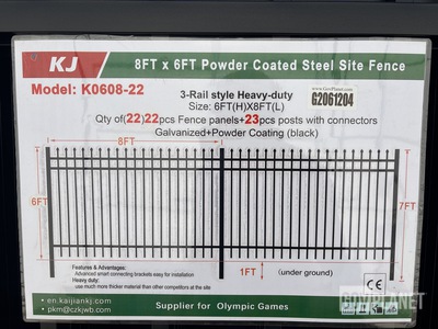 (22) Pieces of Powder Coated Steel Fence w/(23) Post Connectors - Unused