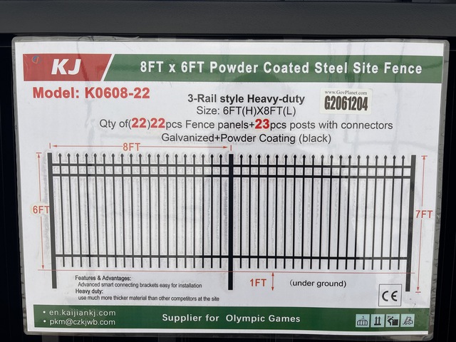 (22) Pieces of Powder Coated Steel Fence w/(23) Post Connectors - Unused