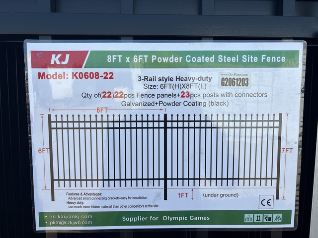 (22) Pieces of Powder Coated Steel Fence w/(23) Post Connectors - Unused