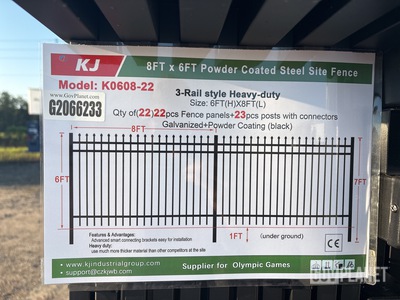 (22) Pieces of Powder Coated Steel Fence w/(23) Post Connectors - Unused