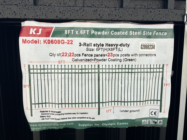 (22) Pieces of Powder Coated Steel Fence w/(23) Post Connectors - Unused