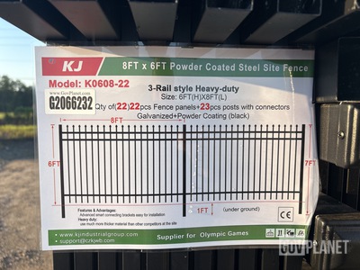 (22) Pieces of Powder Coated Steel Fence w/(23) Post Connectors - Unused