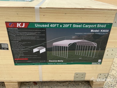 KJ K4020 Steel Carport Shed - Unused