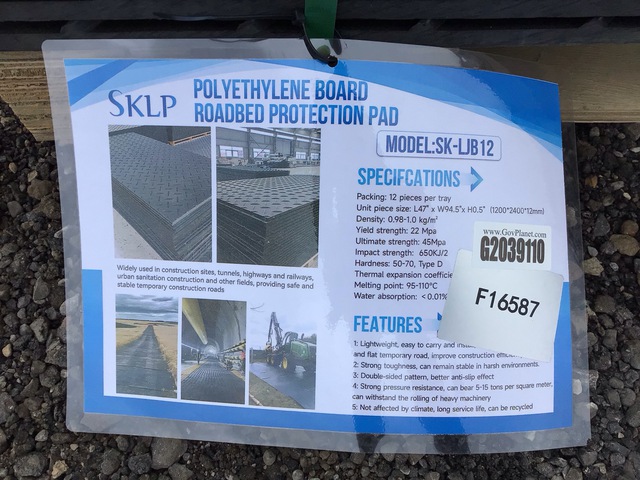 (12) SKLP SK-LJB12 Polyethylene Board Roadbed Protection Pads - Unused