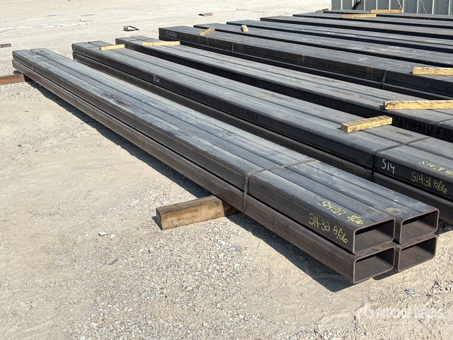 Quantity of (4) 4 in x 8 in x 5/16 in x 20 ft Rectangle Tubing (Unused)
