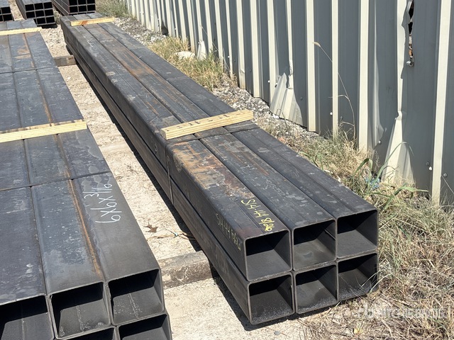 Quantity of (6) 6 in x 6 in x 3/16 in x 20 ft Square Tubing (Unused)