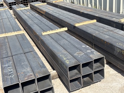 Quantity of (6) 6 in x 6 in x 3/16 in x 20 ft Square Tubing (Unused)