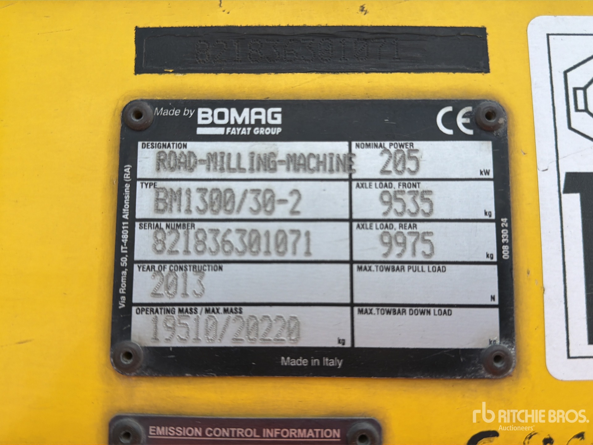 2013 Bomag BM1300/30-2 Recuperadora de Asfalto / Cold Planer