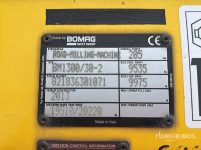 2013 Bomag BM1300/30-2 Recuperadora de Asfalto / Cold Planer