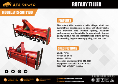 2026 ATS POWER ATS-SGTL180 71 in 3-Point Hydraulic Motoazadas (Unused)