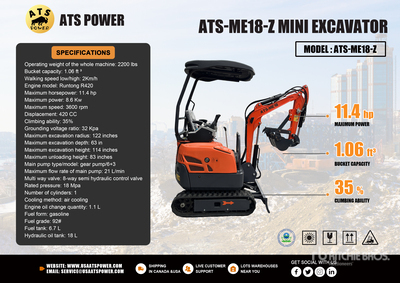 2026 ATS POWER ATS-ME18-Z を見 Mini Excavator (Unused)