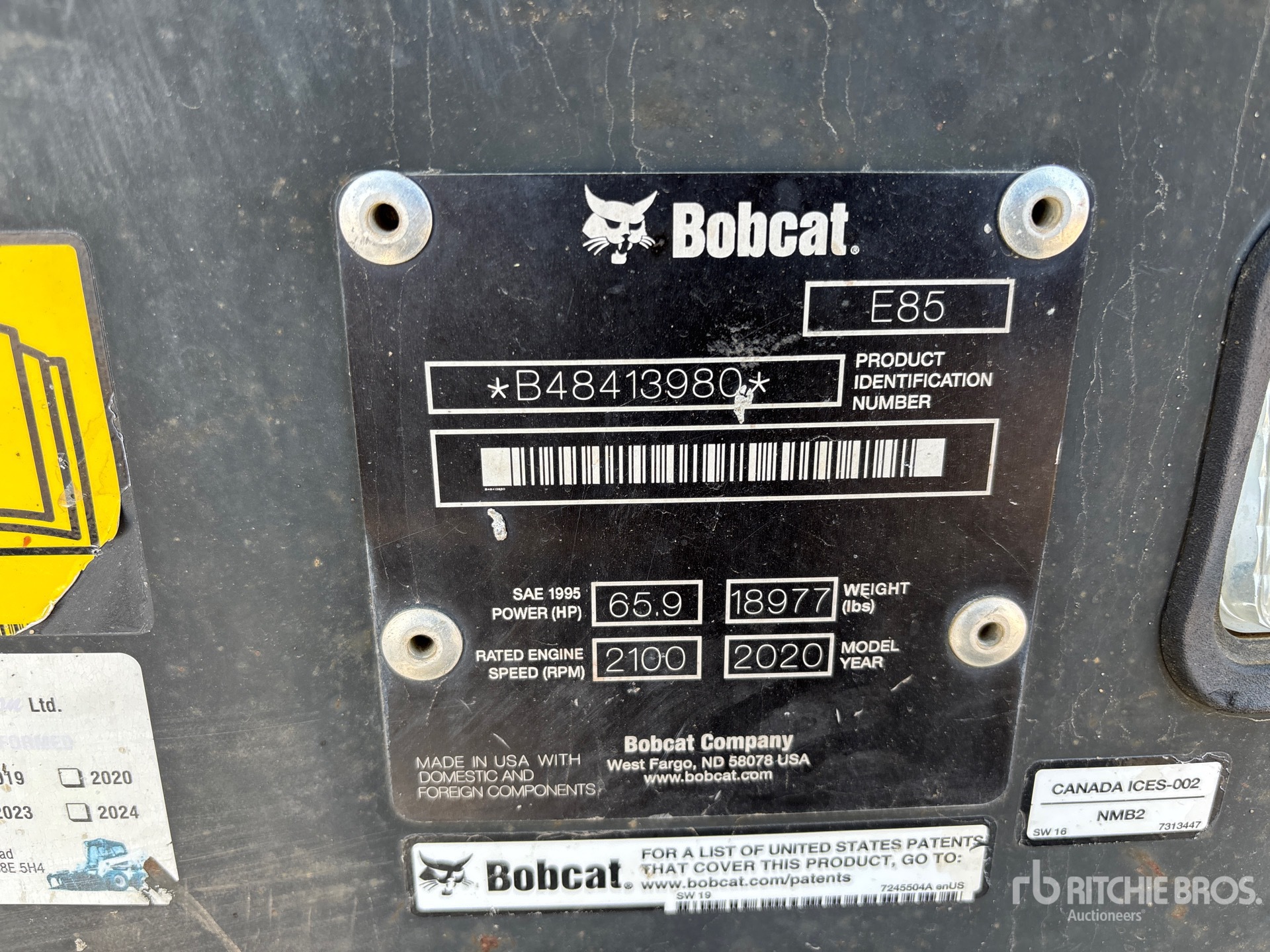 2020 Bobcat E85 Tracked Excavator
