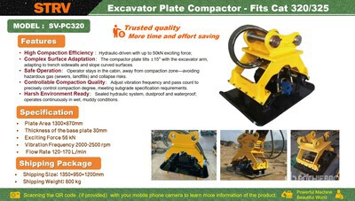 2026 STARVOX SV-PC320 Excavator Piastra vibrante - Fits Cat 320, 325 (Unused)