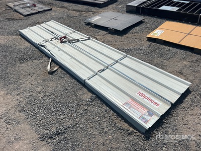 Quantity of (100) 12 ft x 3 ft White Corrugated Tin Roof Panels (Unused)