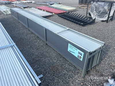 Quantity of (30) 20 ft x 17.7 in Gray Metal Roof Panels (Unused)