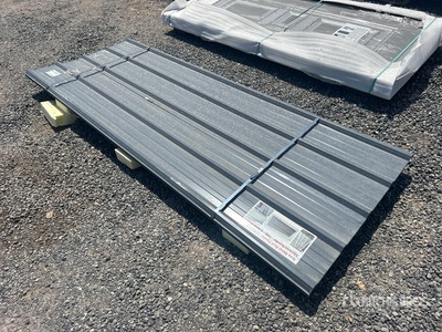 Quantity of (30) 8 ft x 3 ft Grey Corrugated Tin Roof Panels (Unused)