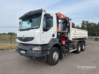2009 Palfinger PK15500 6100 kg Knuckle Boom on 2009 Renault Kerax 410DXi 6x4 Camion Bi Benne Avec Grue Dump Truck with Crane