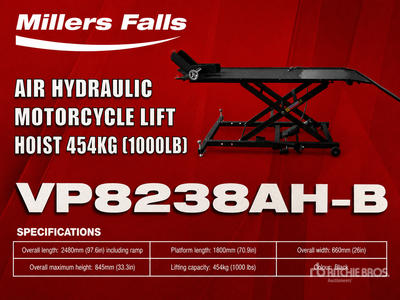 Multiquip 450 kg Motorcycle Air Hydraulic Vehicle Lift (Unused)