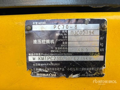 2011 Komatsu PC70-8 Tracked Excavator