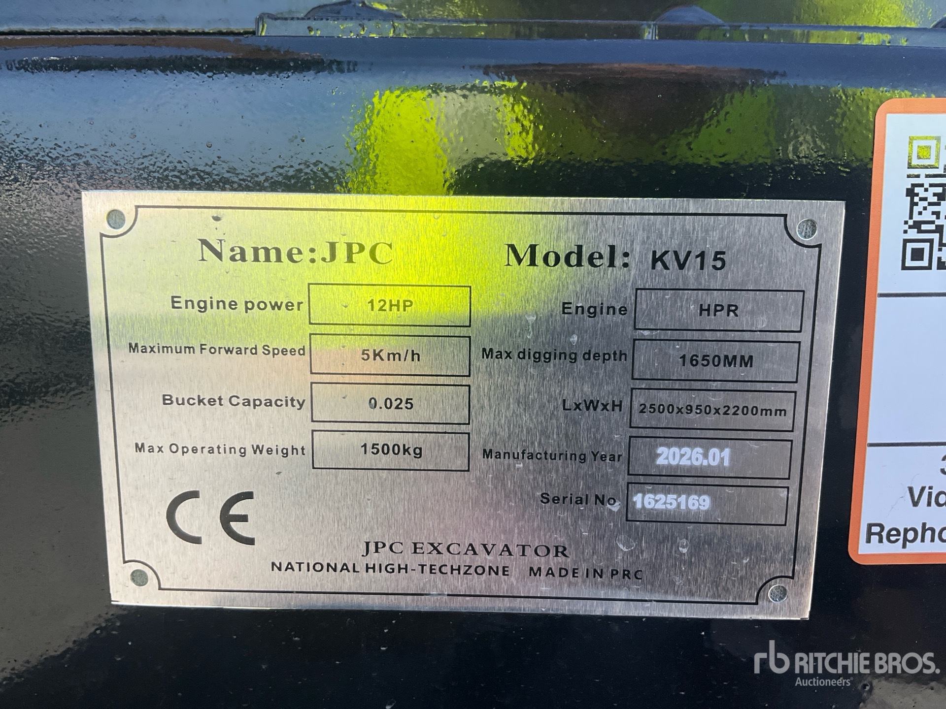 2026 JPC KV15 Mini Excavator (Unused)