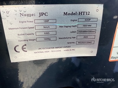 2025 JPC HT12 Minibagger (Unused)
