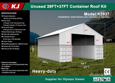 2026 KJ K3937 37 ft x 39 ft Container Shelter (Unused)