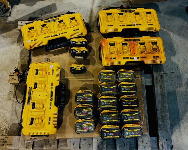 Quantity of Dewalt Batteries & Battery Chargers