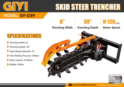 2026 GIYI GY-D39 39 in Skid Steer Trencher (Unused)
