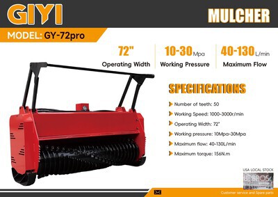 2026 GIYI GY-72pro 72 in Schranklader Mulcher (Unused)