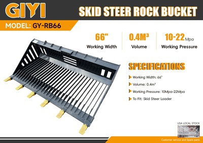 2026 GIYI GY-RB66 66 in Rock Pala para Minicargadora (Unused)