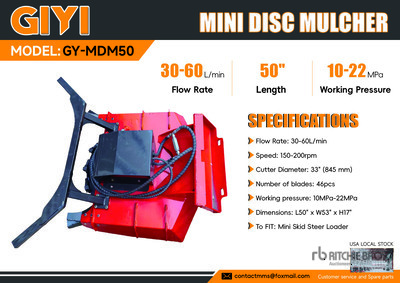 2026 GIYI GY-MDM50 33 in Mini Disc Schranklader Mulcher (Unused)