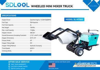 2026 SKLP SL-MT800 Stand-On Mini Wheeled Mixer Concrete Buggy (Unused)