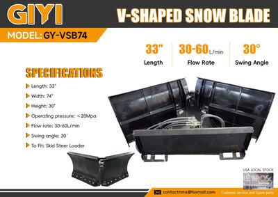 2026 GIYI GY-VSB74 74 in V-Shaped Schranklader Sneeuwblad (Unused)