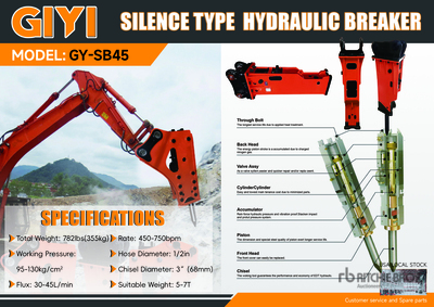 2026 GIYI GY-SB45 Silent Hydraulische breker (Unused)