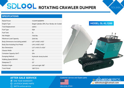 2026 SDLOOL SL-XL1200 Stand-On Swivel Mini Crawler Dumper (Unused)