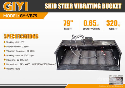 2026 GIYI GY-VB79 79 in Vibrating Pala Cribadora para Minicargadora (Unused)