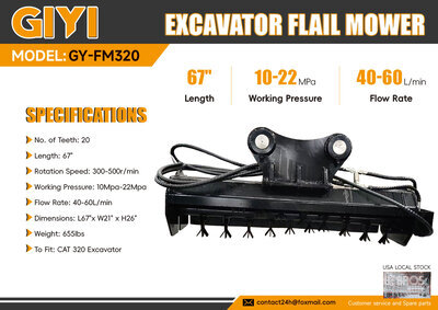 2026 GIYI GY-FM320 67 in Excavator Flail Mower Varios, accesorio para excavadora (Unused)