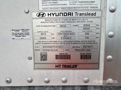 2023 Hyundai VC2530152-AJS 53 ft x 102 in T/A Przyczepa furgon