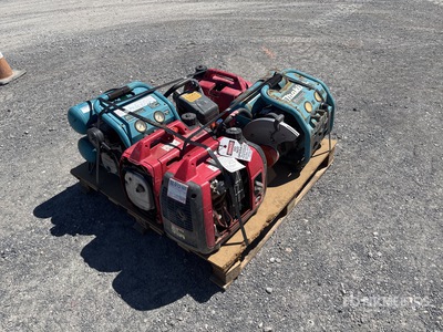 Quantity of (1) Pallets of Miscellaneous Items 2 makita air compressors, 3 Honda generators, 2 cut off saws