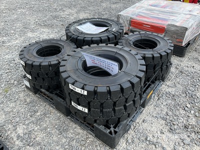 Quantity of (8) 2026 FST set 02 Lote de Llantas Solidas (Sin Usar) / Solid Pneus (Unused) - Fits Forklift